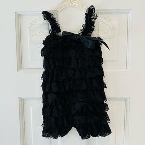 Black Tiered Lace Ruffle Romper fot Infant Photoshoot